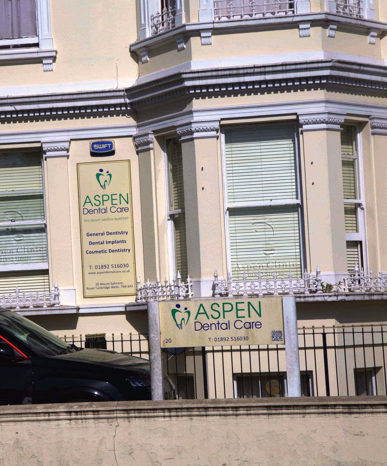 Aspen Dental Care practice building and signage, 20 Mount Ephraim, Tunbridge Wells